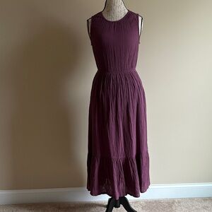 Pact Women's Cotton Coastal Double Gauze Cutout Midi Dress